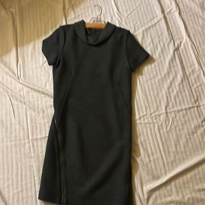 Mini dress with cowl neck and diagonal back zippers